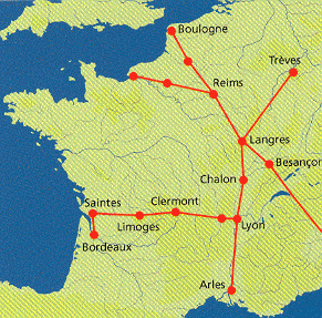 Le réseau des principales voies d'Agrippa